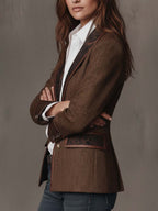 Women’s Tailored Herringbone Paneled Blazer