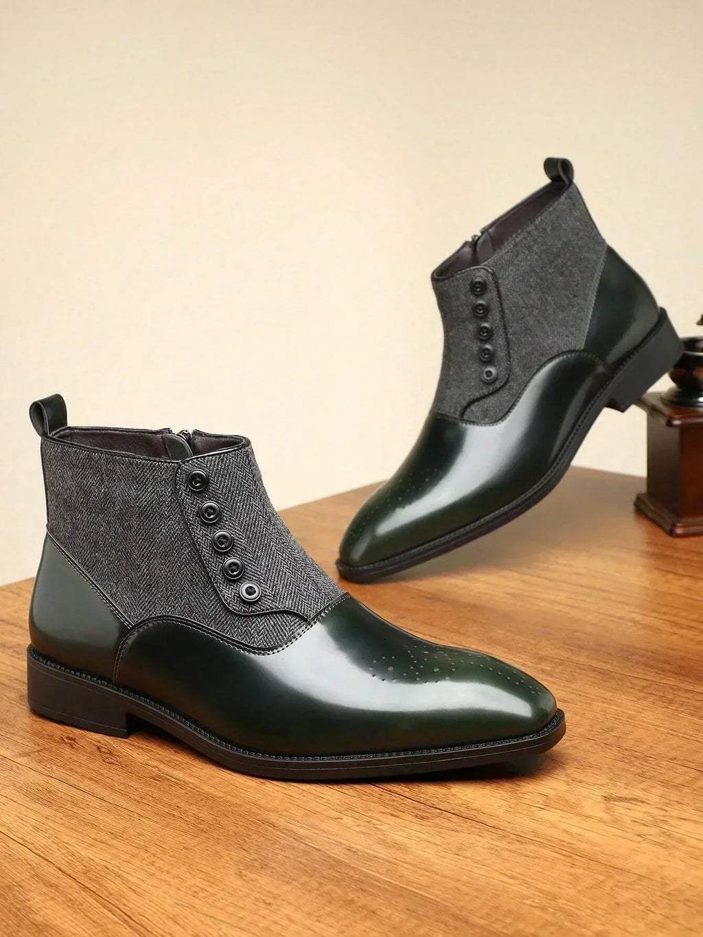 Graham™ | Elegant Two-Tone Button Boots