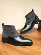 Graham™ | Elegant Two-Tone Button Boots