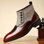 Graham™ | Elegant Two-Tone Button Boots