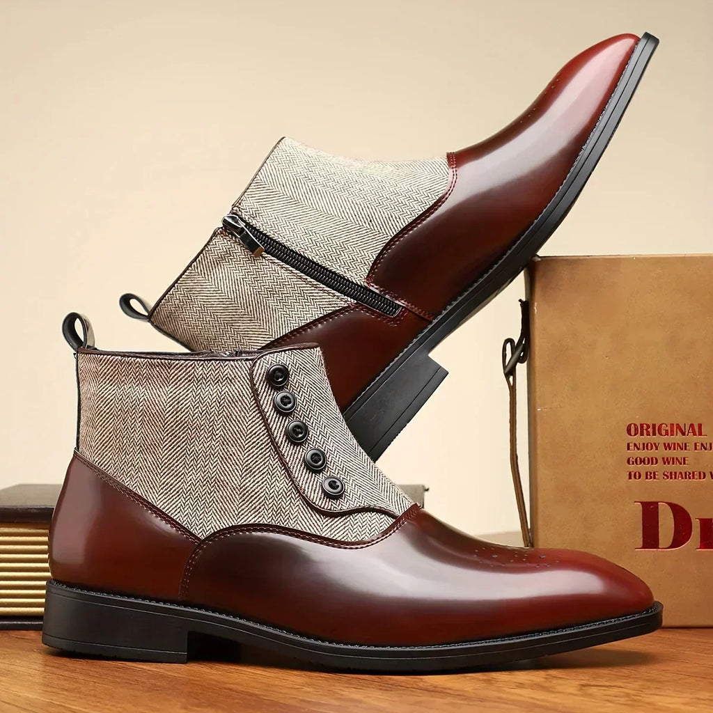 Graham™ | Elegant Two-Tone Button Boots