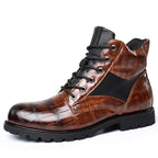 Dean™ | Elegant Croc-Effect Lace-Up Boots