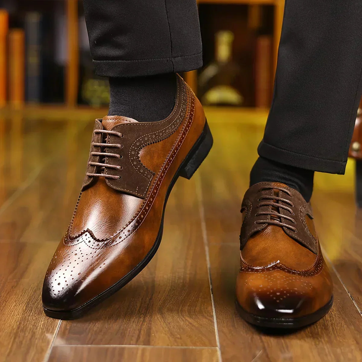 Preston™ | Elegant Two-Tone Wingtip Dress Shoes