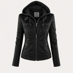 Women’s Hooded Biker Zip Up Jacket