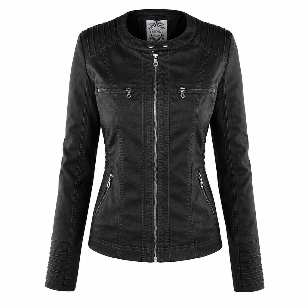 Women’s Hooded Biker Zip Up Jacket