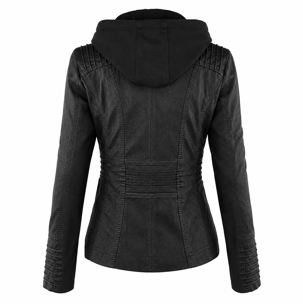 Women’s Hooded Biker Zip Up Jacket