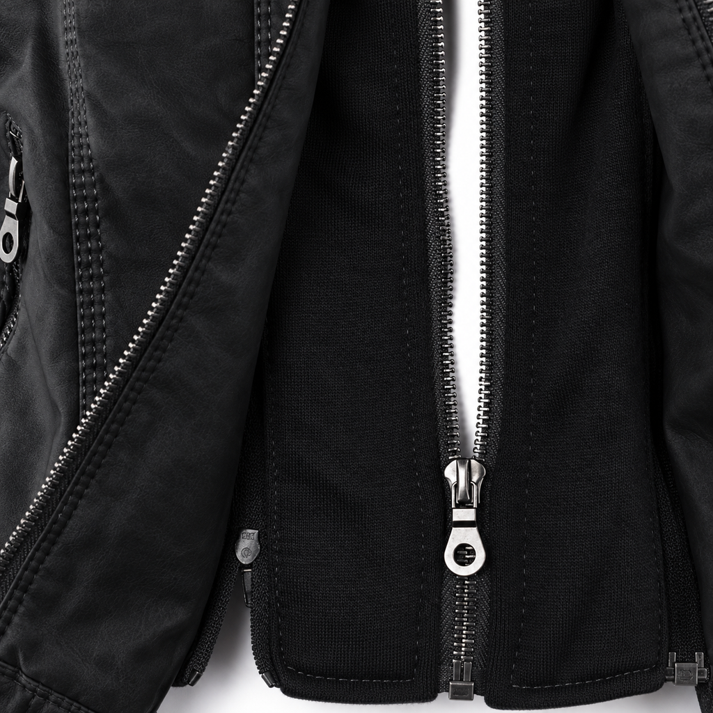 Women’s Hooded Biker Zip Up Jacket