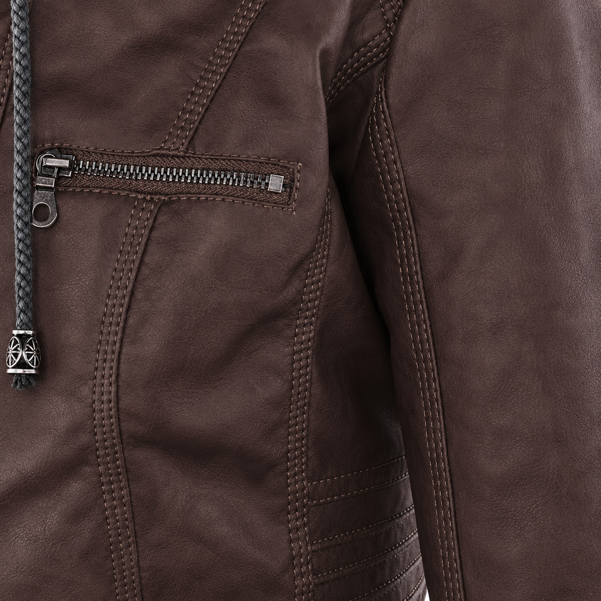Women’s Hooded Biker Zip Up Jacket