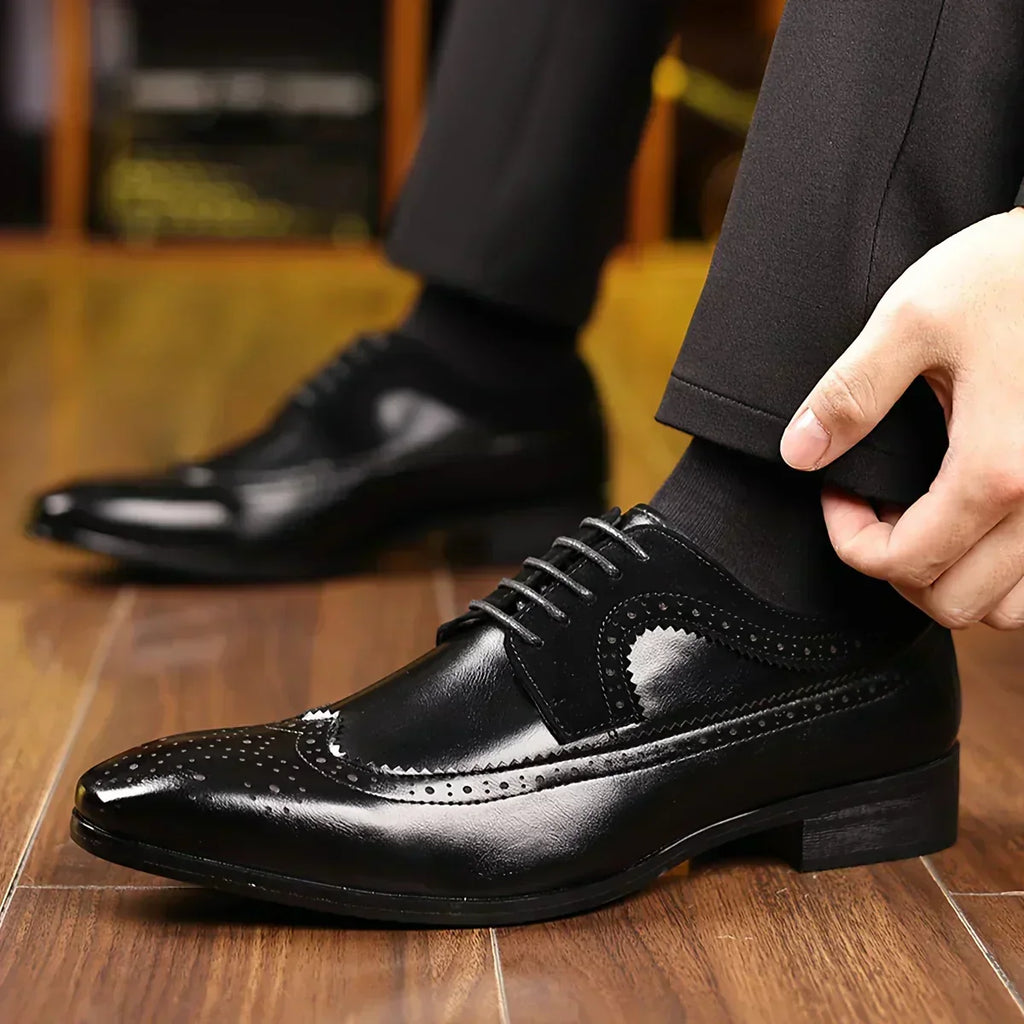 Preston™ | Elegant Two-Tone Wingtip Dress Shoes
