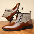 Graham™ | Elegant Two-Tone Button Boots