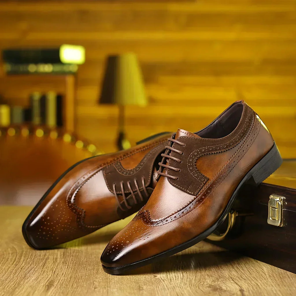 Preston™ | Elegant Two-Tone Wingtip Dress Shoes
